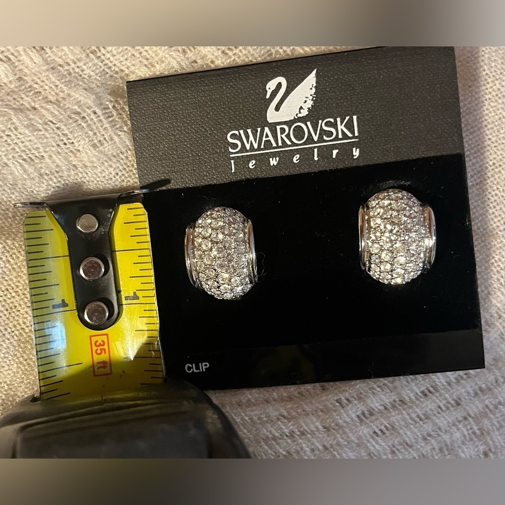 Swarovski Silver Crystal Pavé Clip-On Earrings - Picture 4 of 8